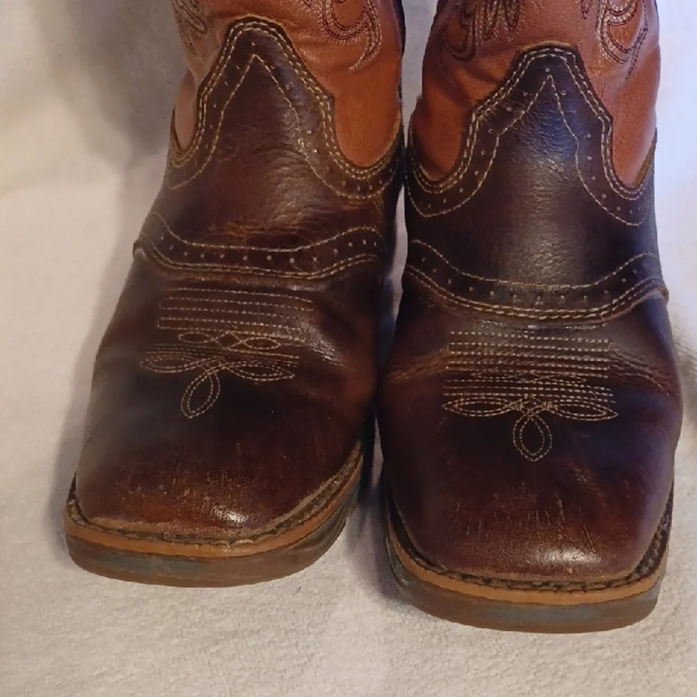 Tony Lama Rich Brown  And Pink Boots Girls Size 3D
